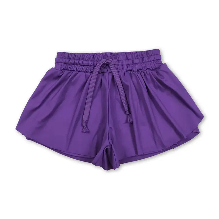 Girls Purple Yoga Shorts