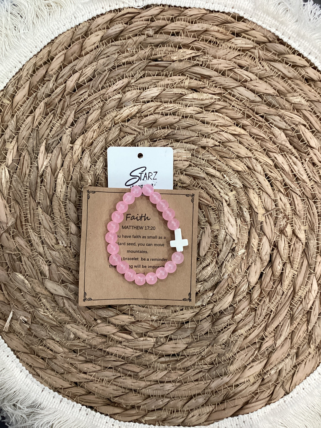 Pink Crystal Cross Bracelet