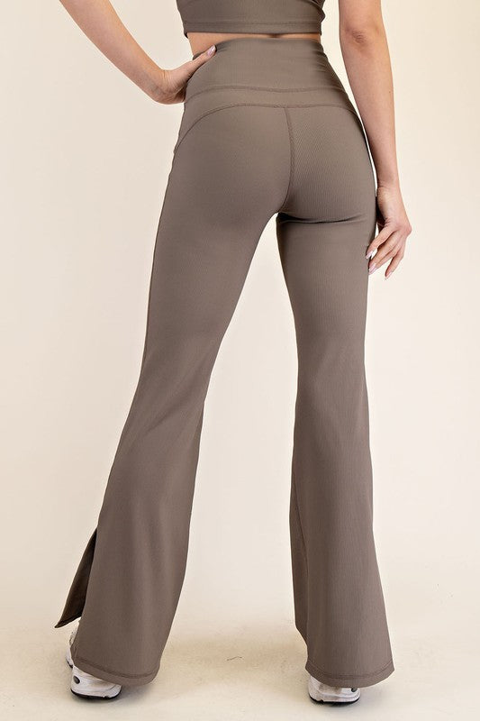 Plus Nylon Rib Flare Leggings