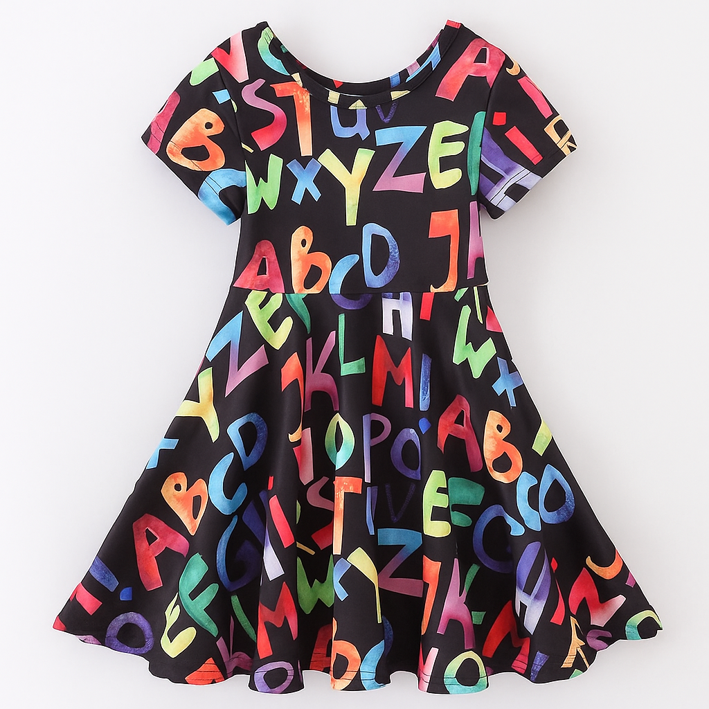 Alphabet Girl’s Black Dress
