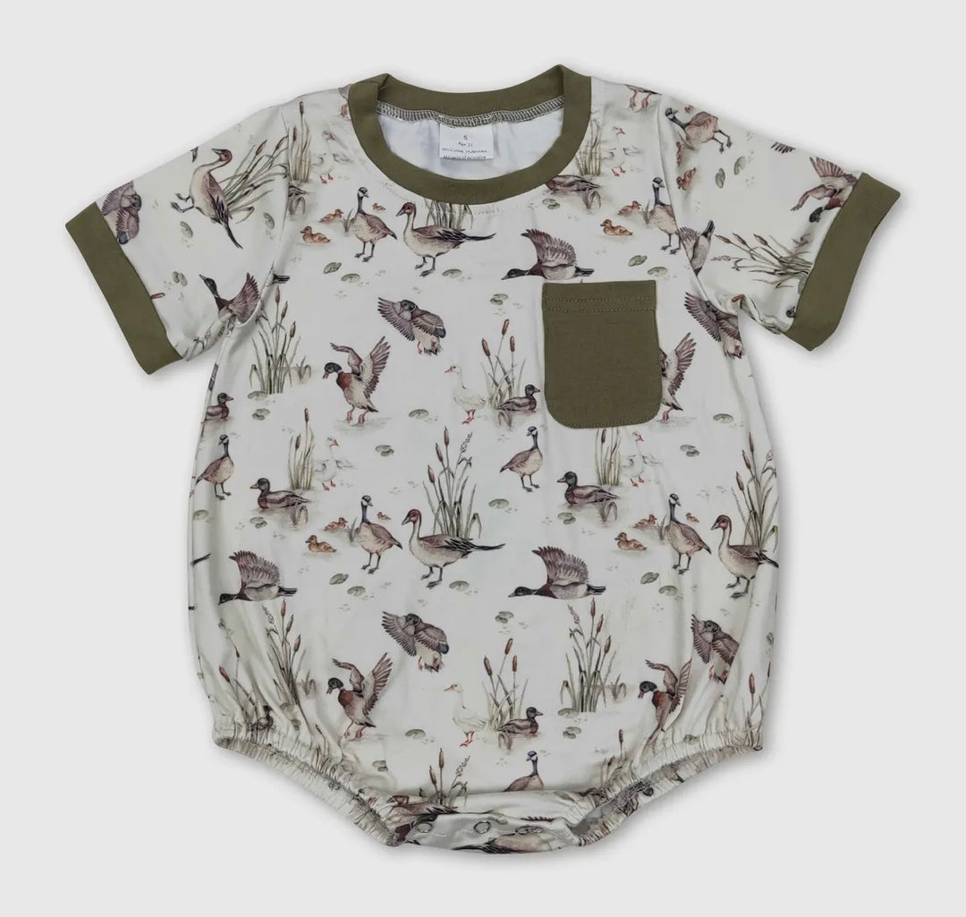 Olive Pocket Duck Romper