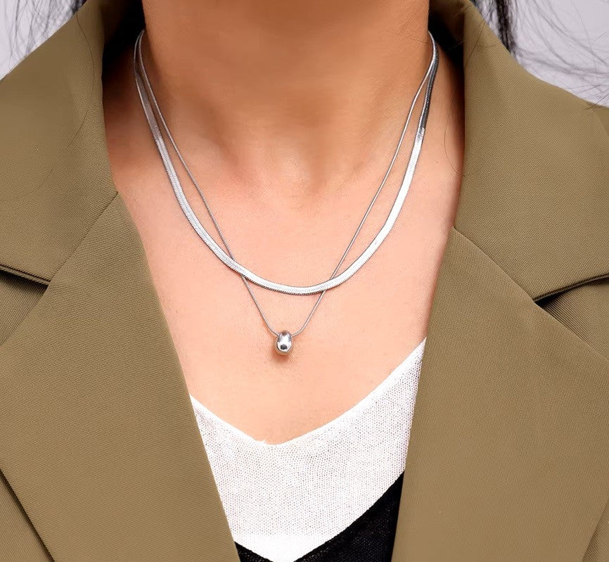 Stainless Steel Double Snake Necklace