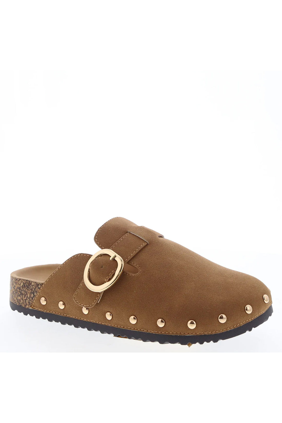 Tan Nubuck Studded Clogs