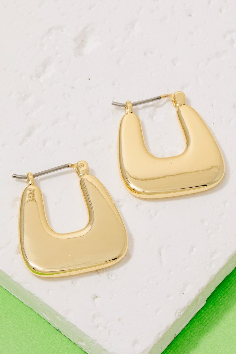 Gold Dipped Flat Square Hoop Earrings