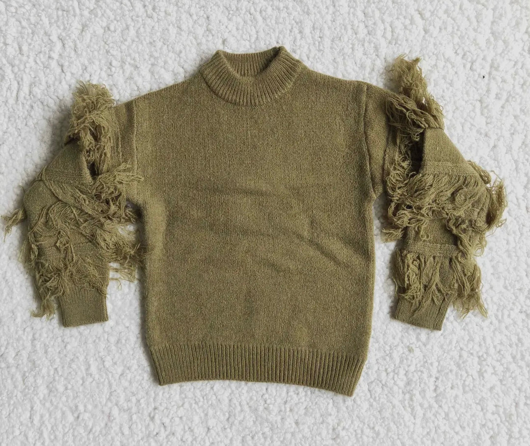 Olive Tassels Sweater
