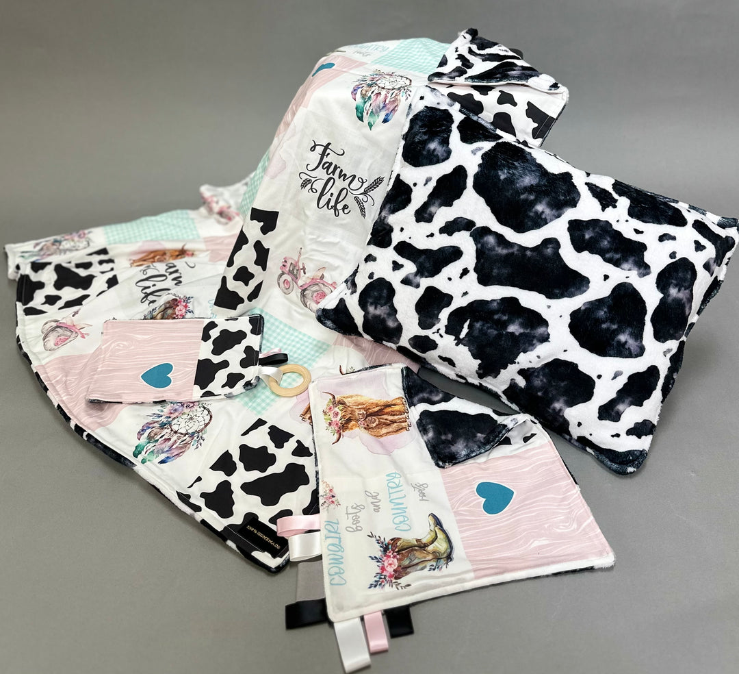 Cowgirl Cow Minky 4 Piece Set