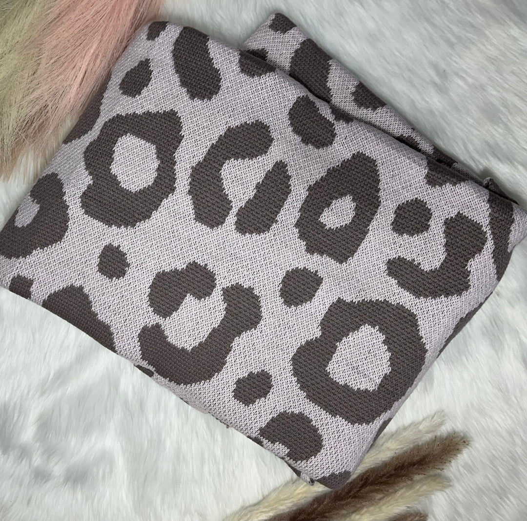 Leopard Lilac Gray Oversized Blanket