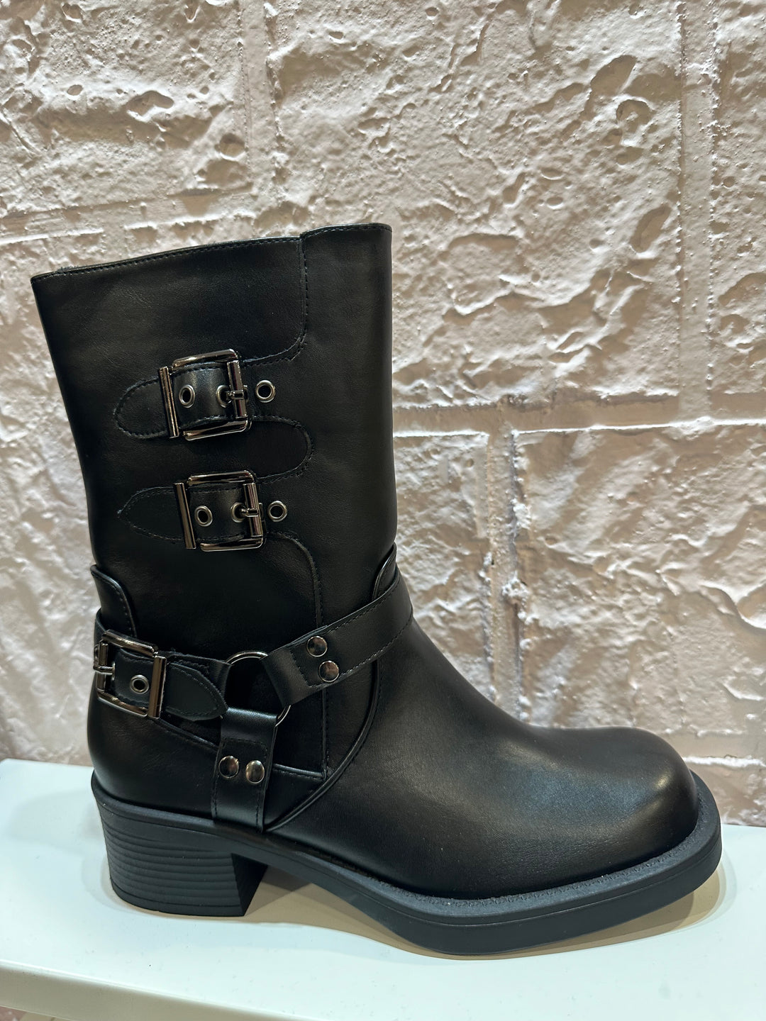 Block Heel Boots with Side Zipper Closure