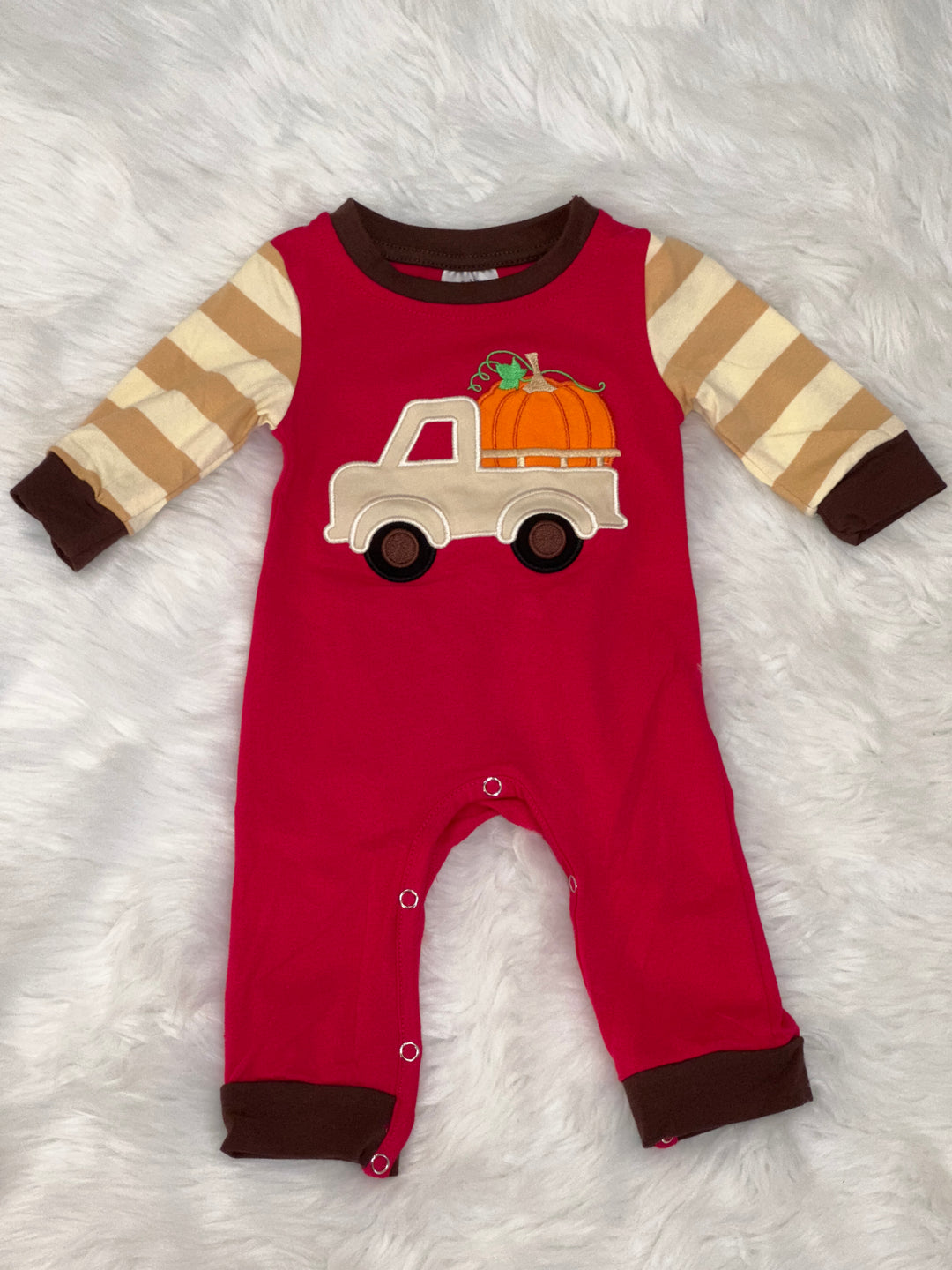 Baby Boy Pumpkin Train Romper