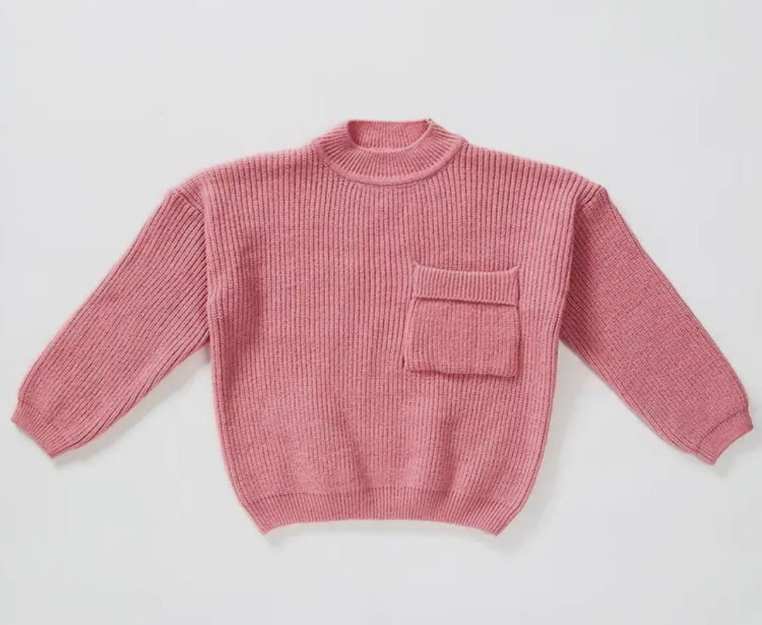 Pink Color Pocket Sweater