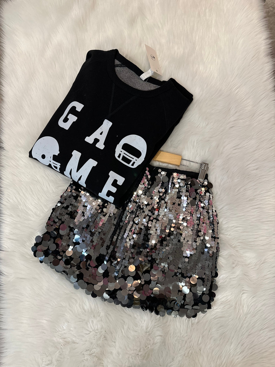 High Waist Sequin Holiday Mini Skirt