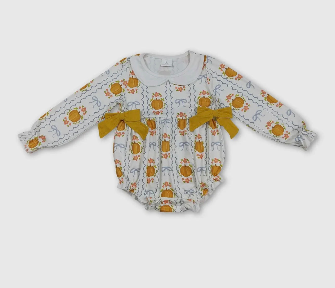 Long Sleeves Pumpkin Floral Bow Baby Girls
Fall Romper