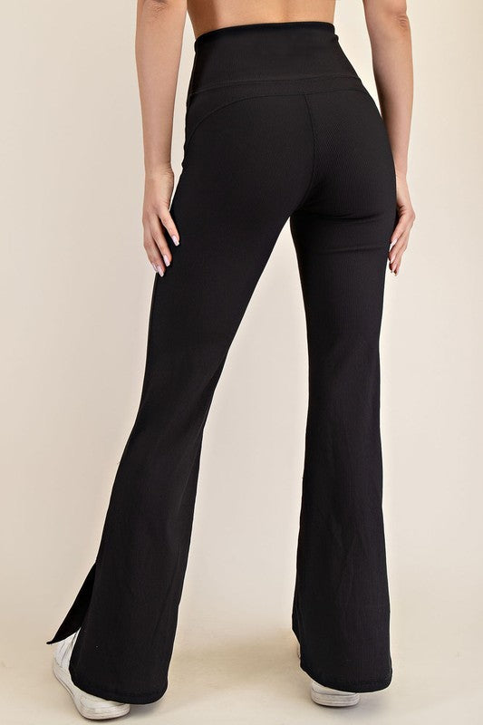 Plus Nylon Rib Flare Leggings