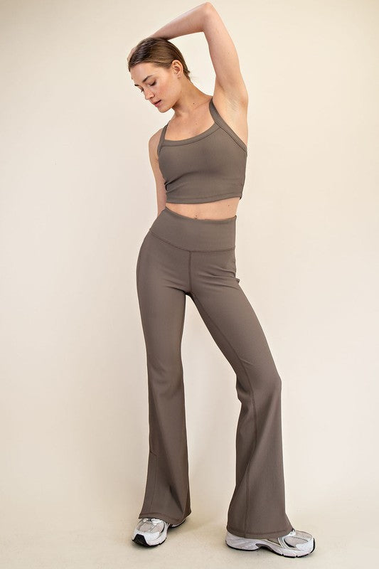 Plus Nylon Rib Flare Leggings
