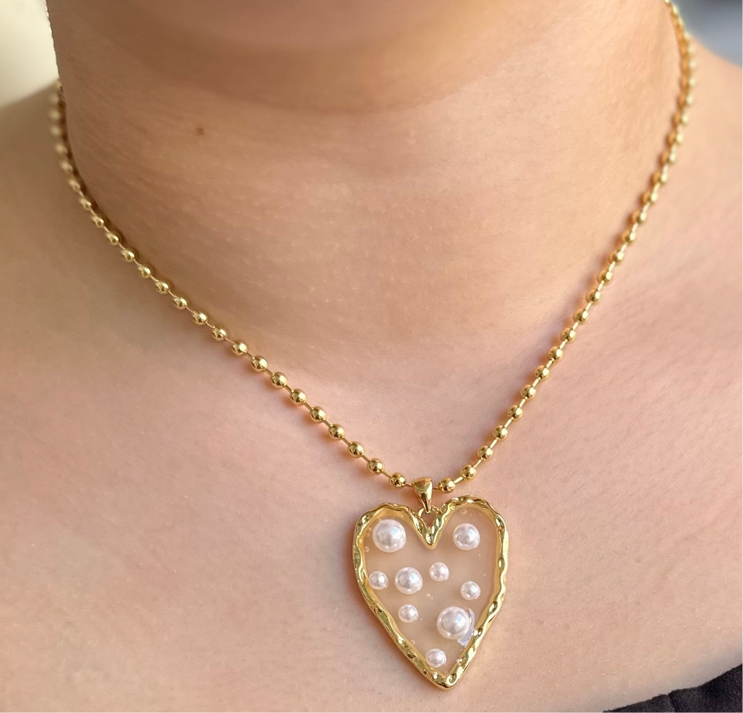 Pearl-in-Heart Pendant Necklace