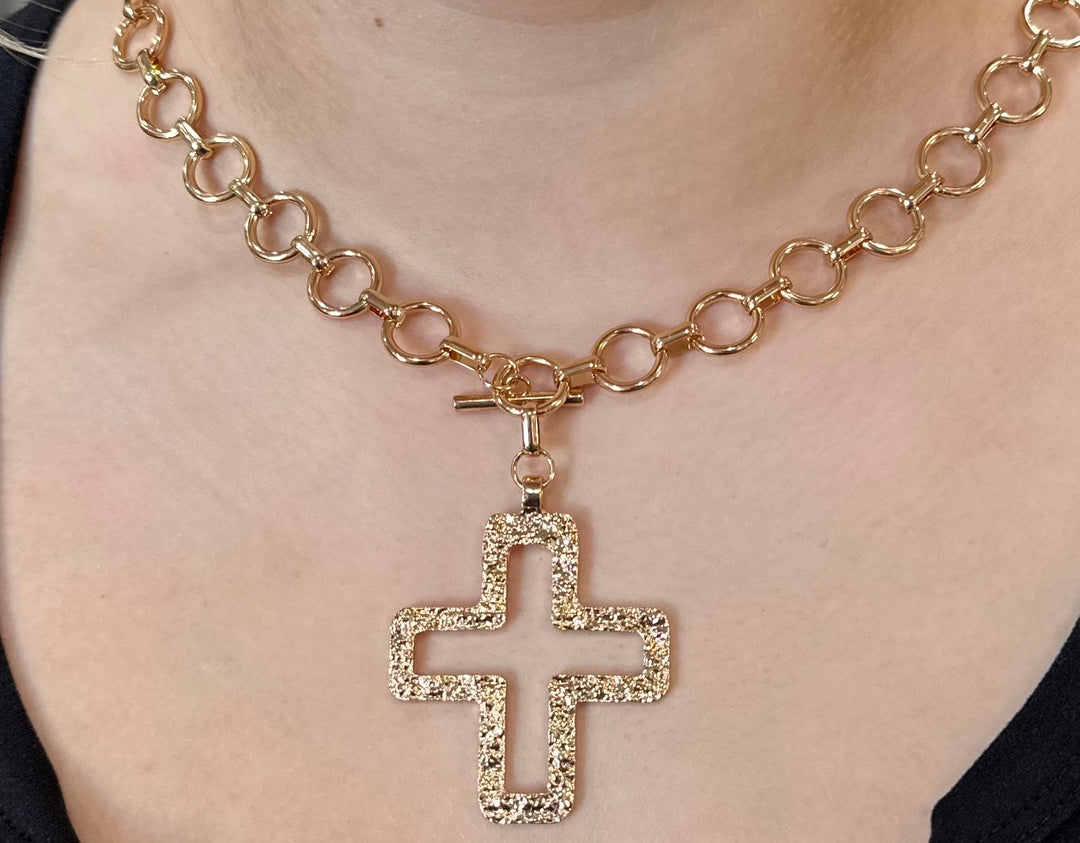 Hollow Metal Cross Necklace