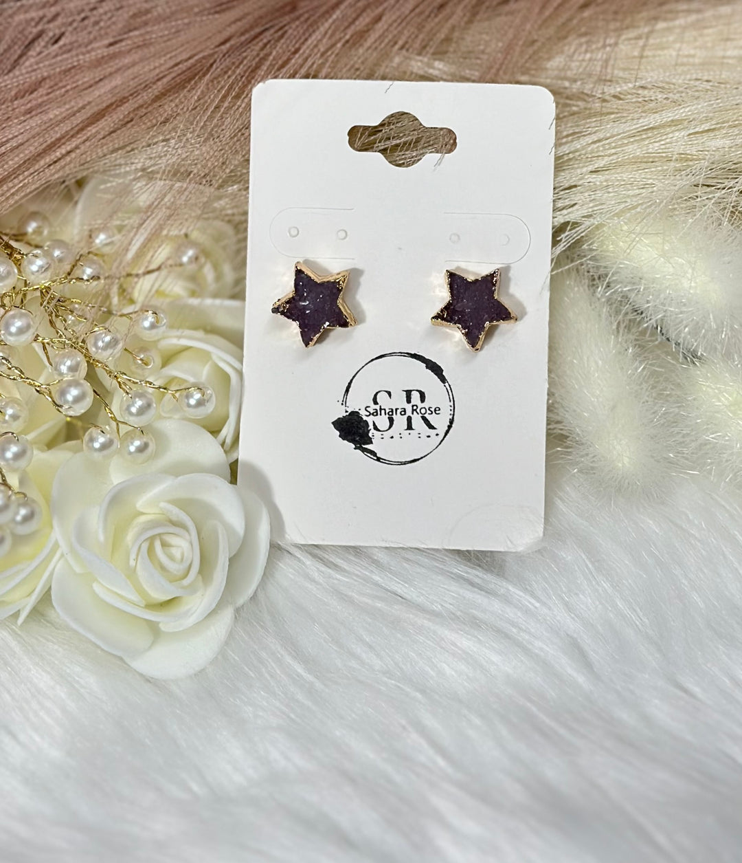 Geode star stud earrings
