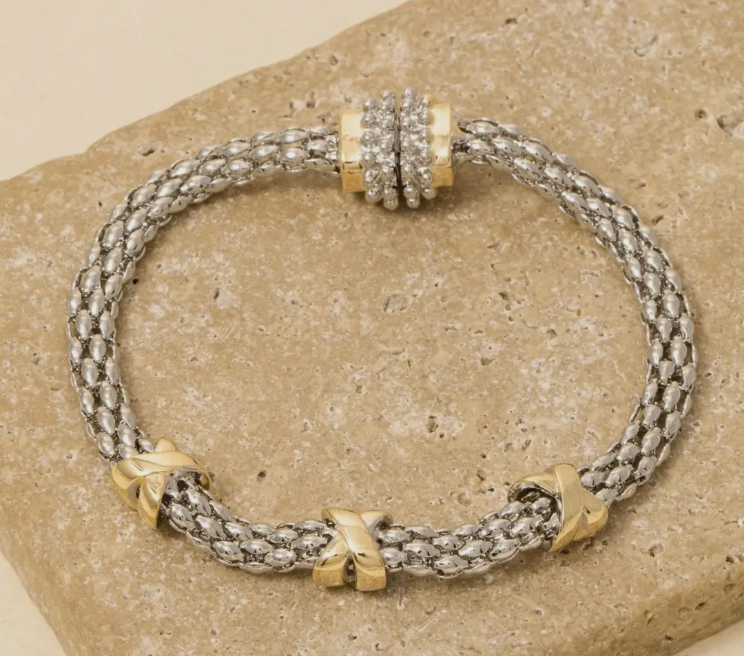 Gold Plated Two Tone Magnetic
Clasp Bracelet