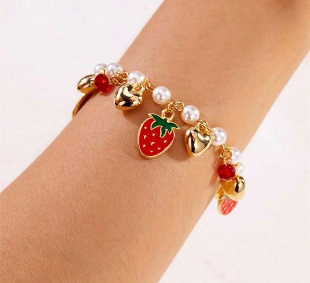 Berry Bliss Gold Charm Bracelet
