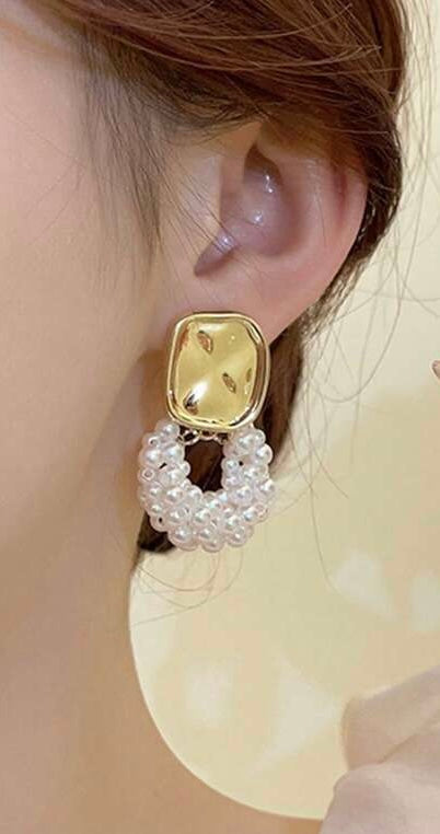 Pearl Petal Tassel Earrings