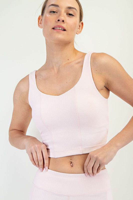 Nylon Rib V Neck Tank