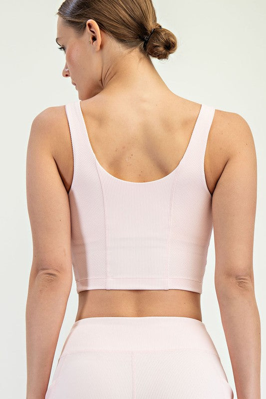 Nylon Rib V Neck Tank