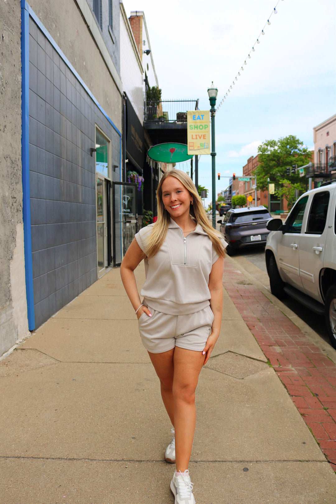 Blake Half Zip Cropped Sweatshirt and Shorts Set