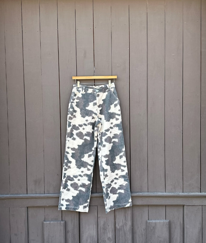 Cow Print Twill Pants