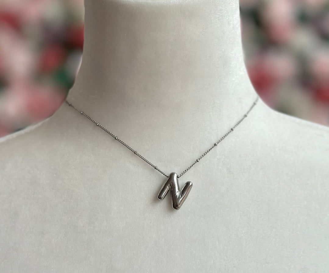 Silver Bubble Initial Necklace