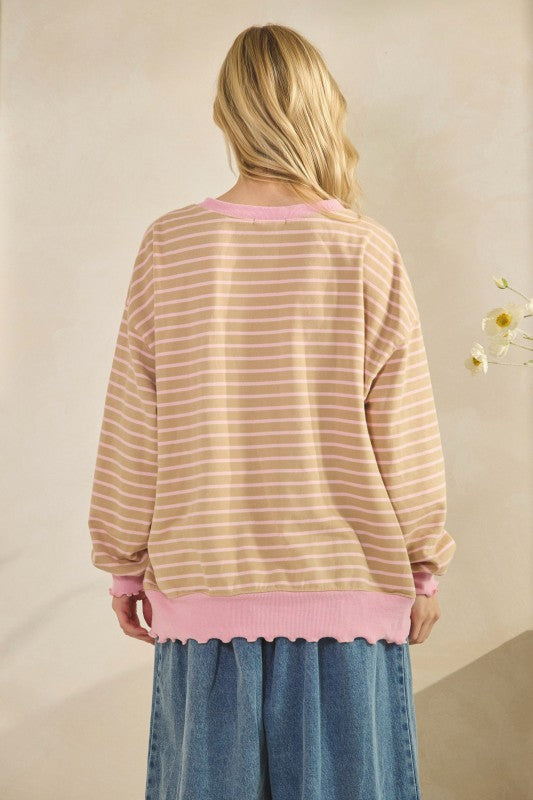 Striped Knit Long Sleeve Top