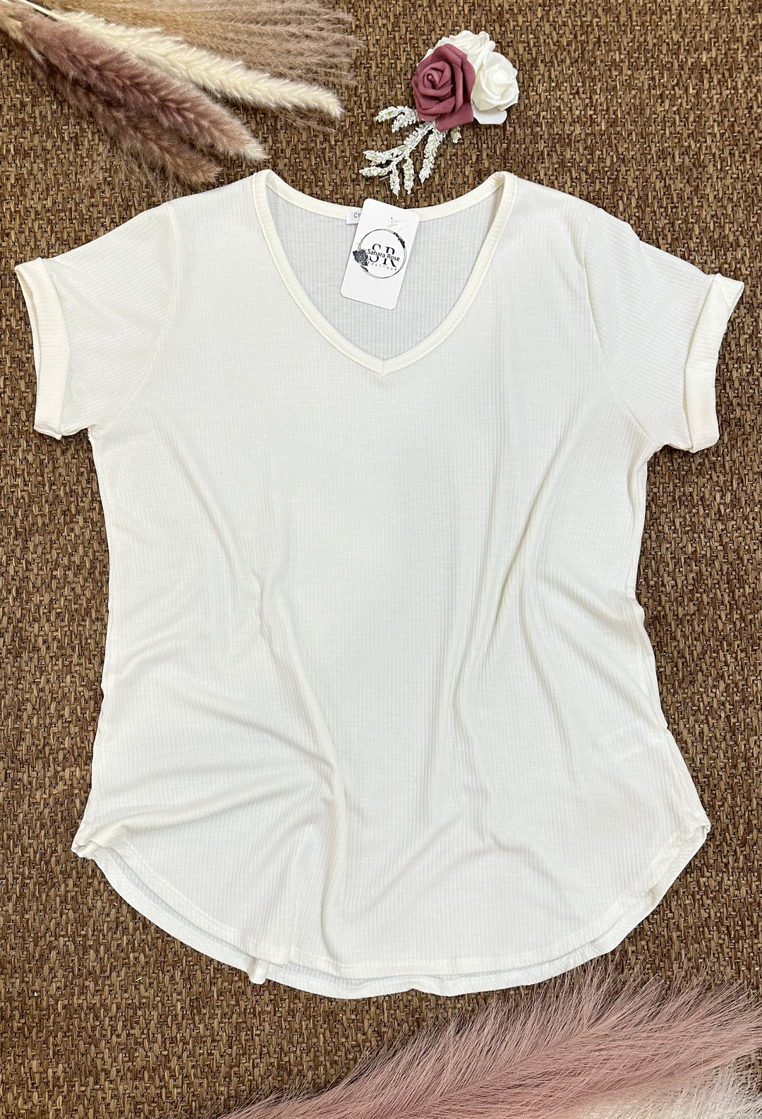 Back to basics soft ribbed v neck