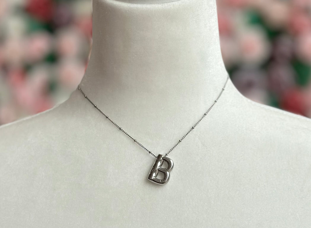Silver Bubble Initial Necklace