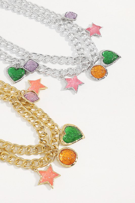 Urban Chain Resin Charms Necklace