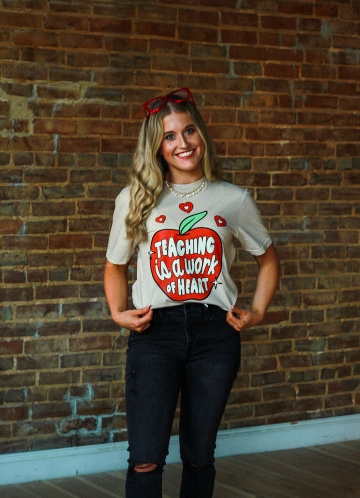 Teaching Is A Work Of Heart Graphic Tee