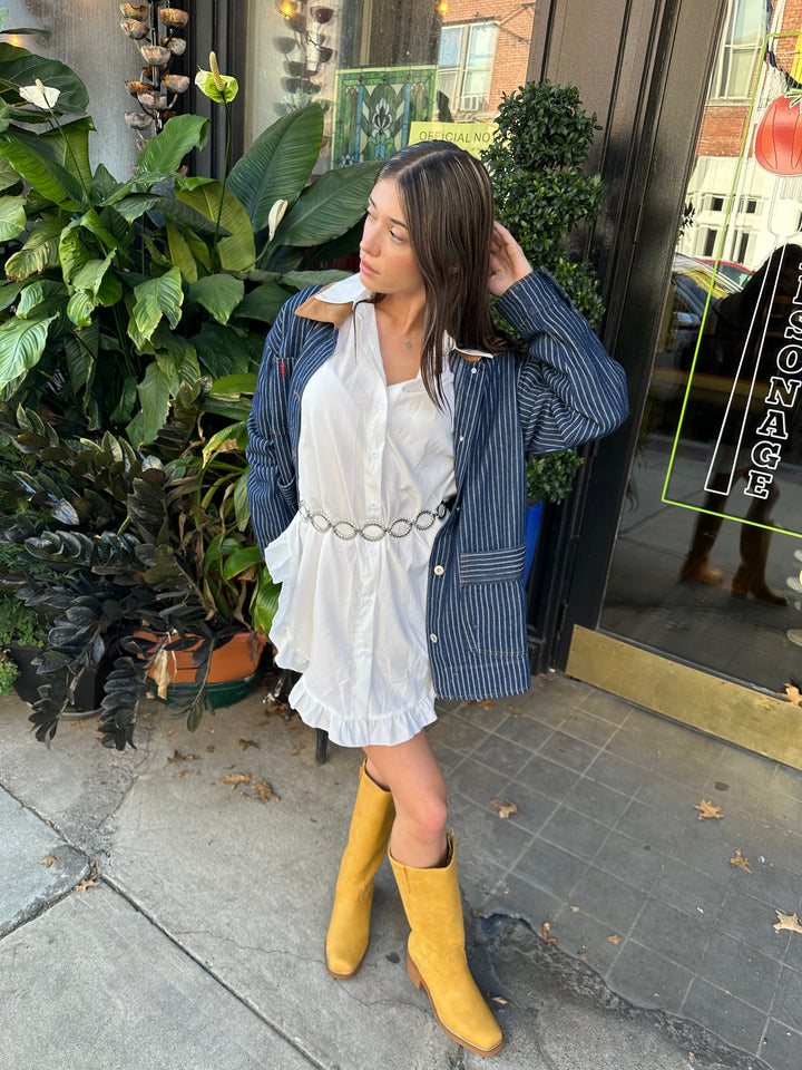 Denim stripe collar jacket