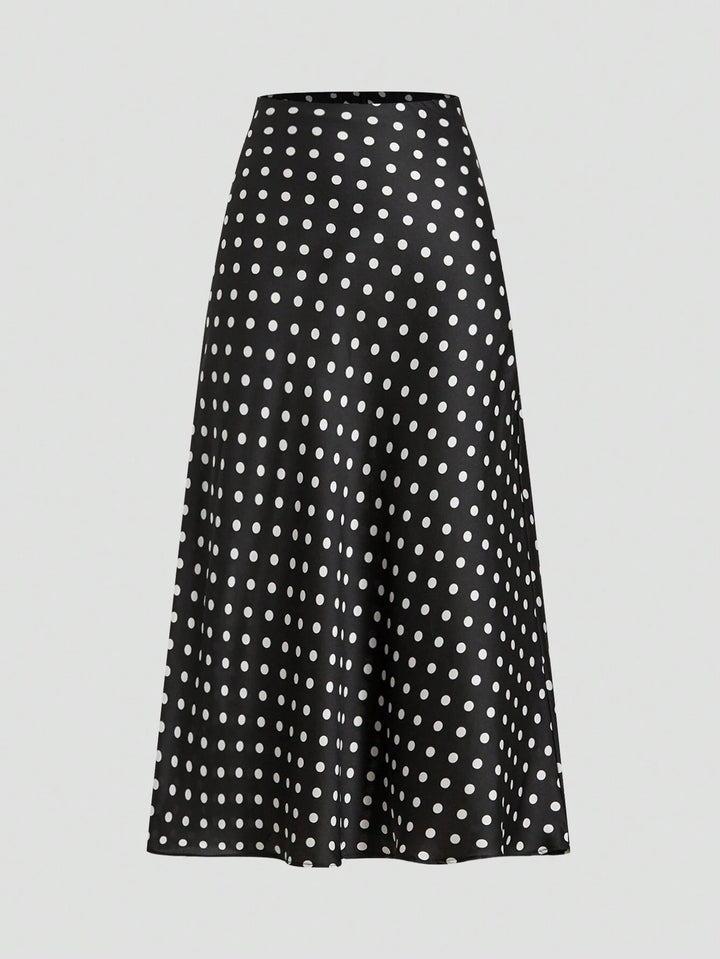 Polka Dot Satin Skirt