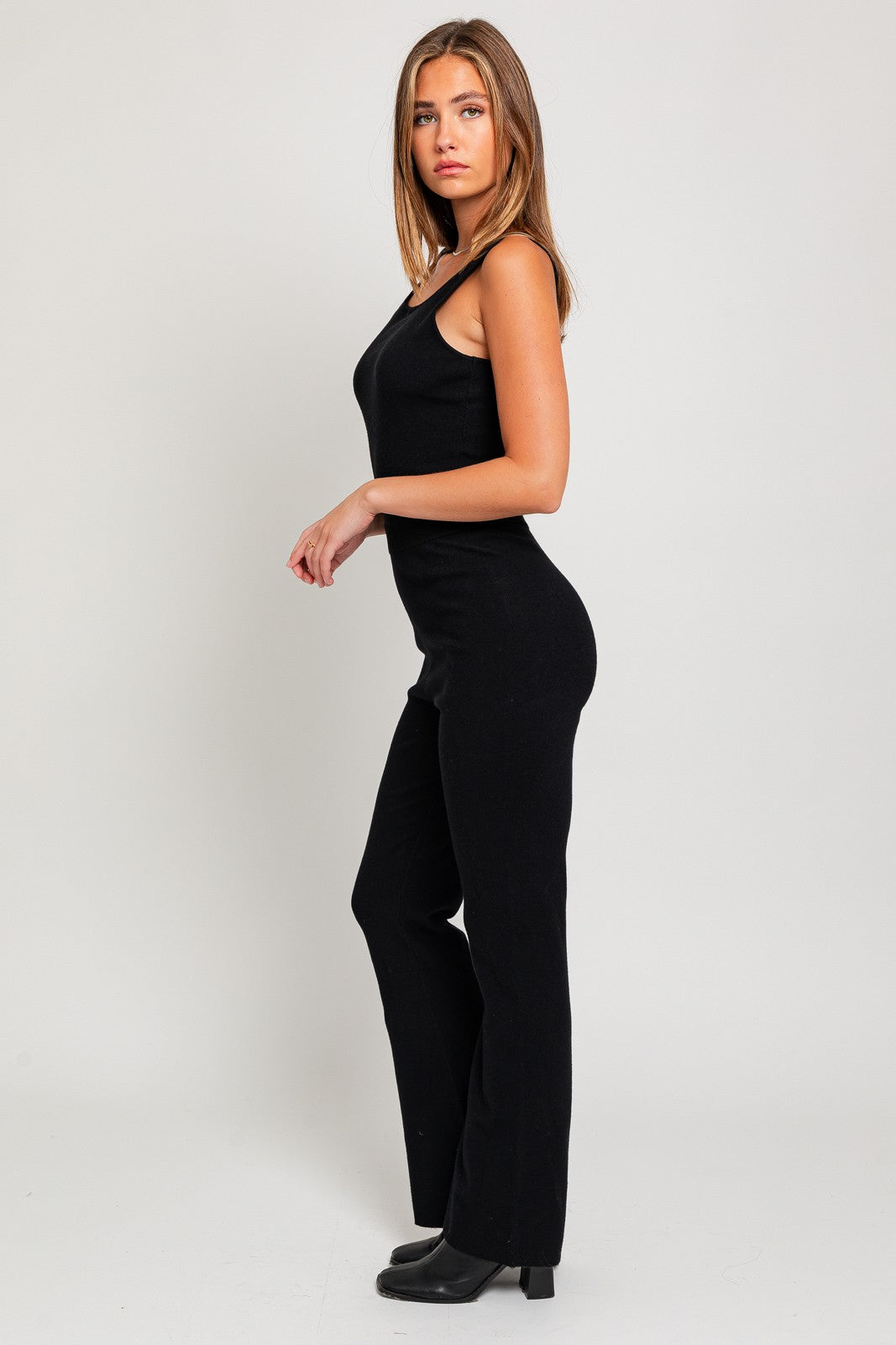 Sleeveless Bell Bottoms Sweater Jumpsuit