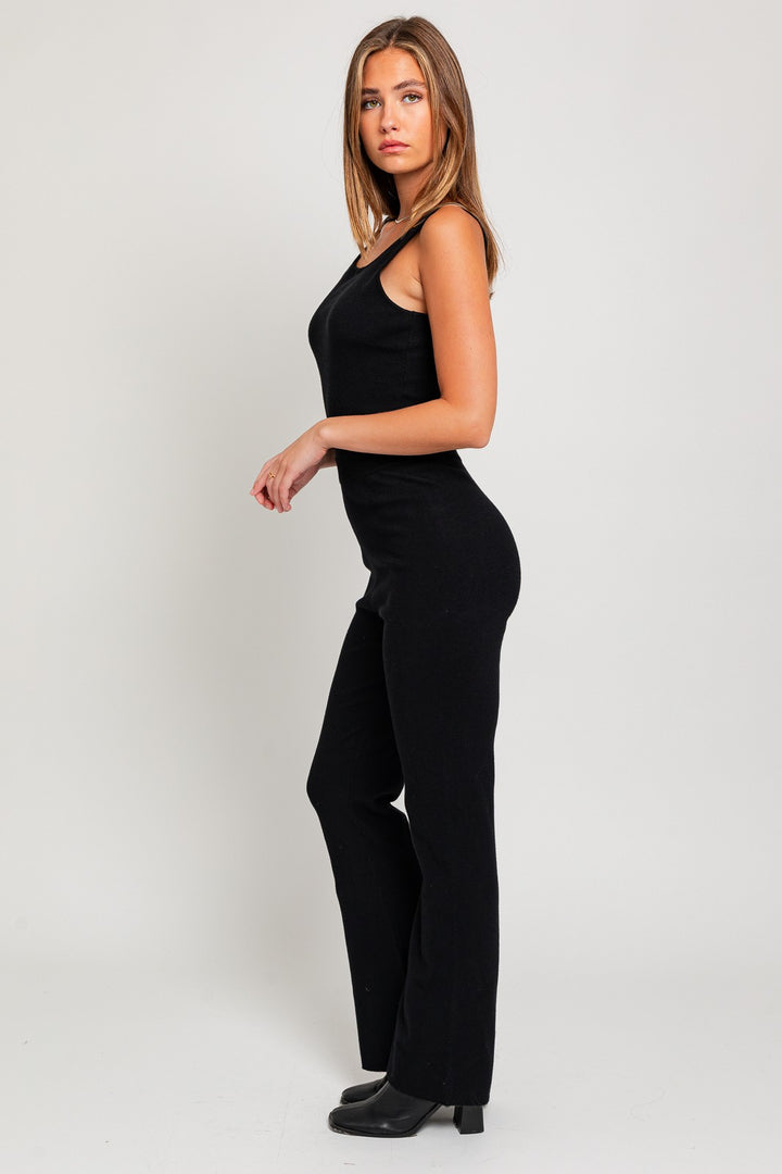 Sleeveless Bell Bottoms Sweater Jumpsuit