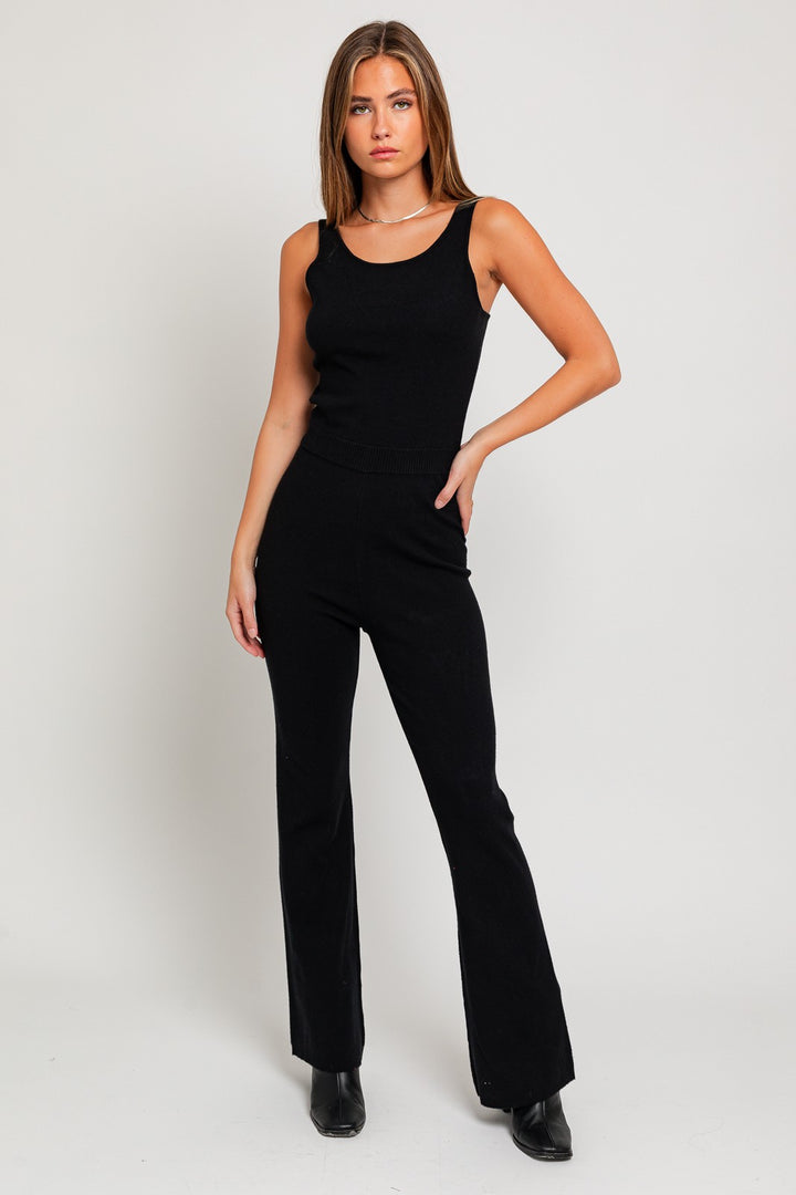 Sleeveless Bell Bottoms Sweater Jumpsuit