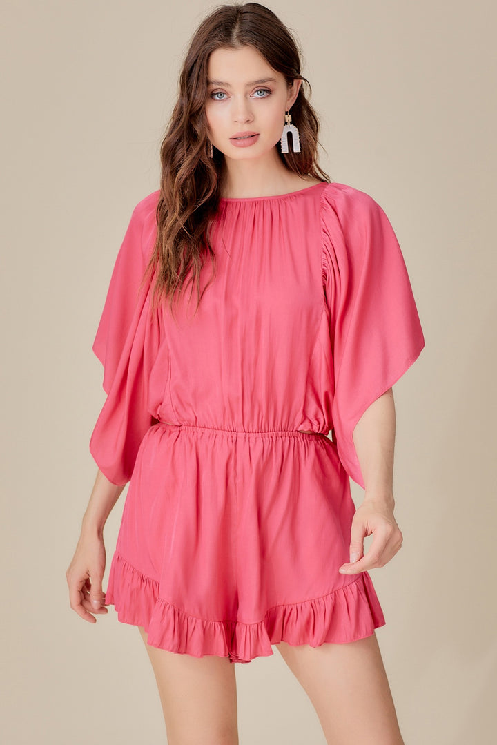 Tie Up Back Ruffle Romper