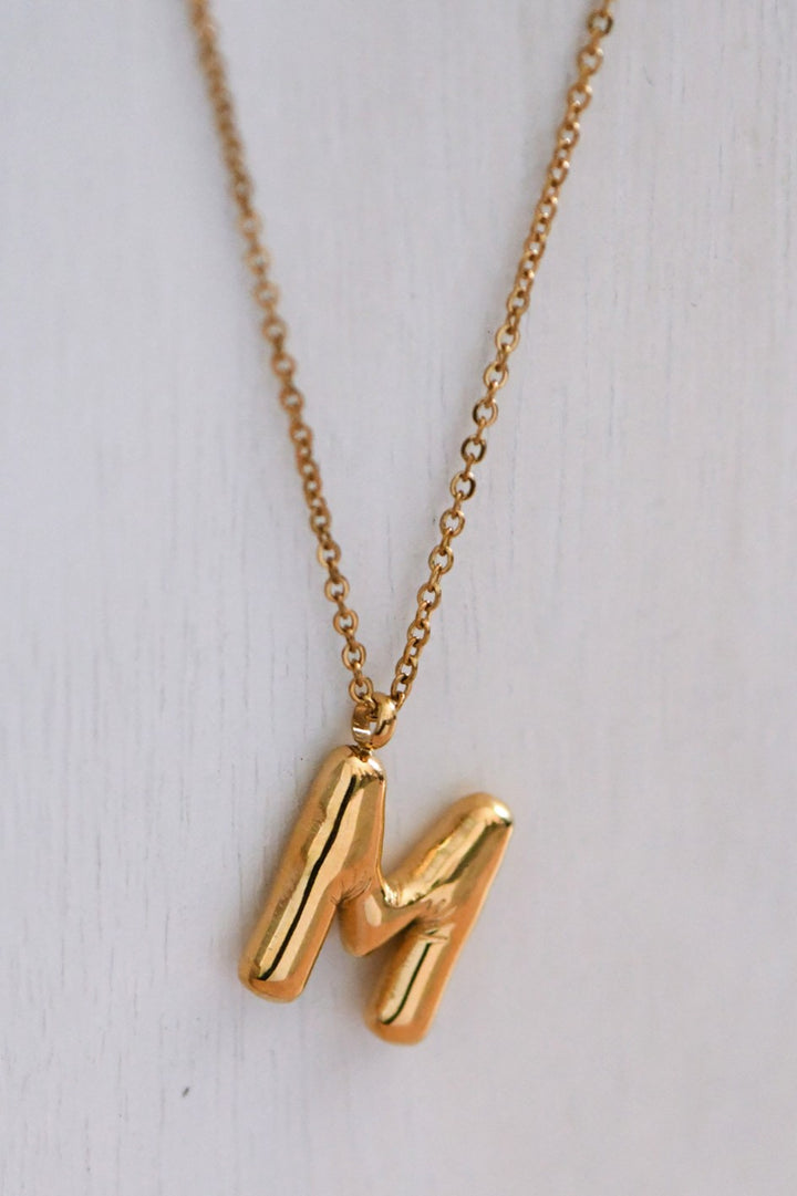 Gold Bubble Letter Necklace