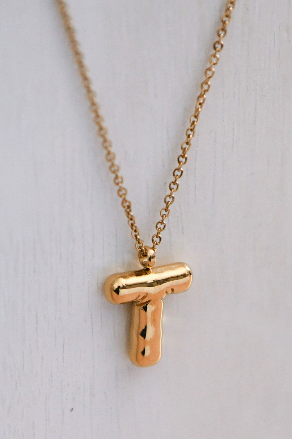 Gold Bubble Letter Necklace