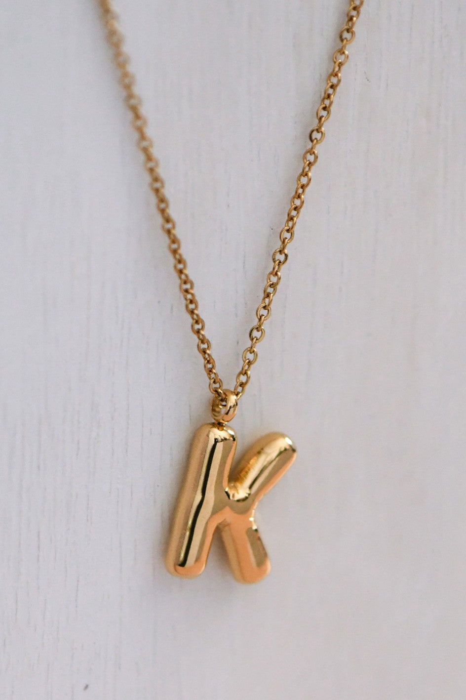 Gold Bubble Letter Necklace