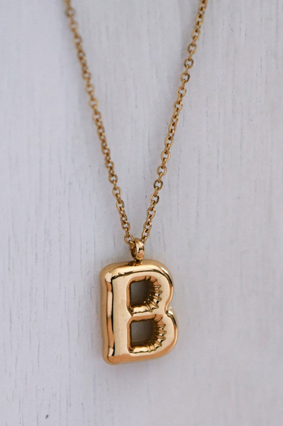 Gold Bubble Letter Necklace