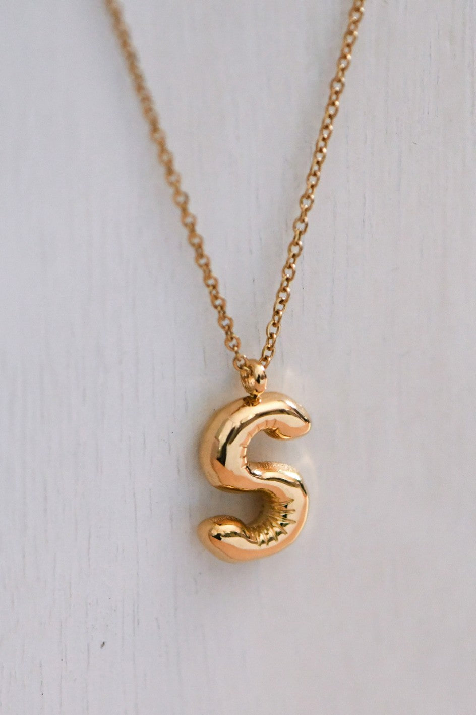 Gold Bubble Letter Necklace