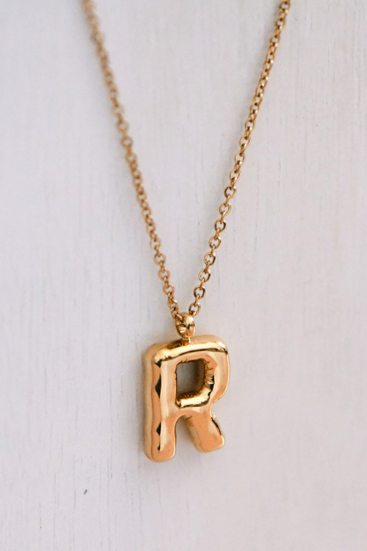 Gold Bubble Letter Necklace