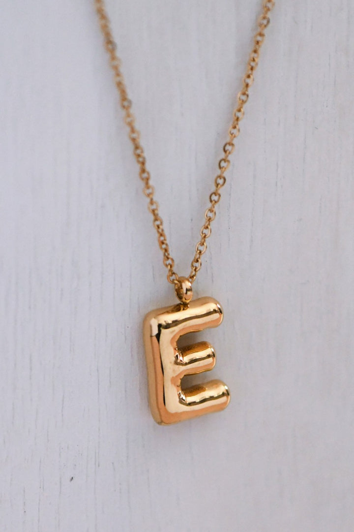 Gold Bubble Letter Necklace