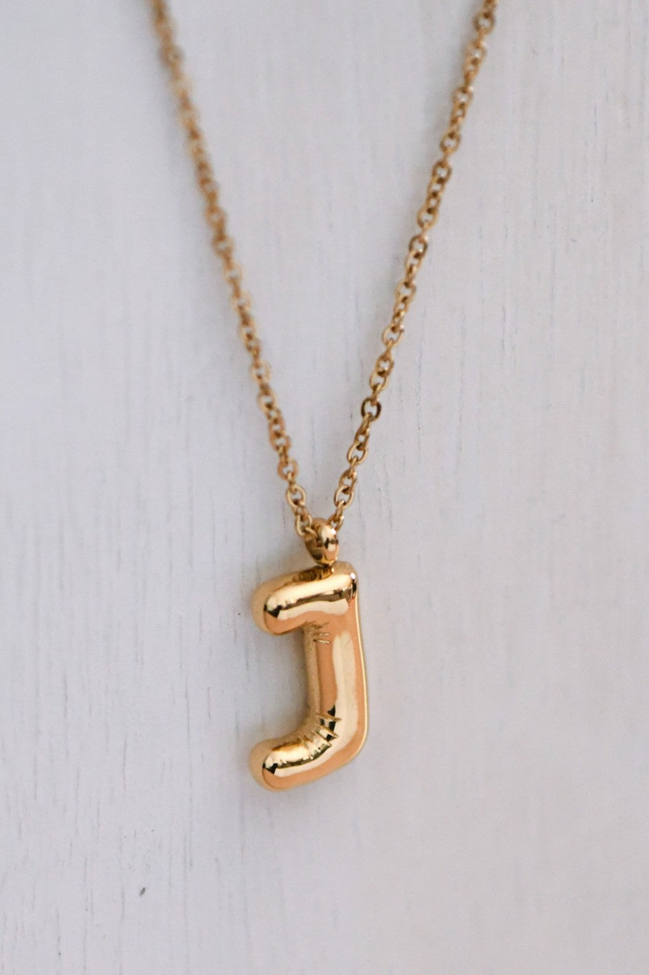Gold Bubble Letter Necklace