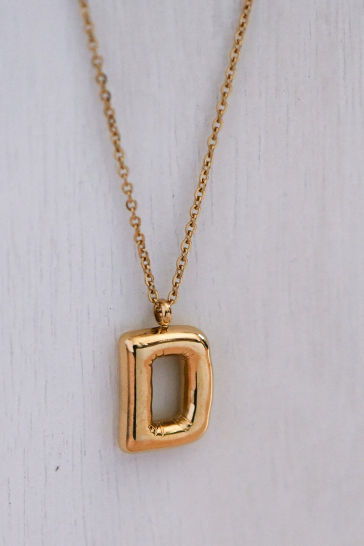Gold Bubble Letter Necklace