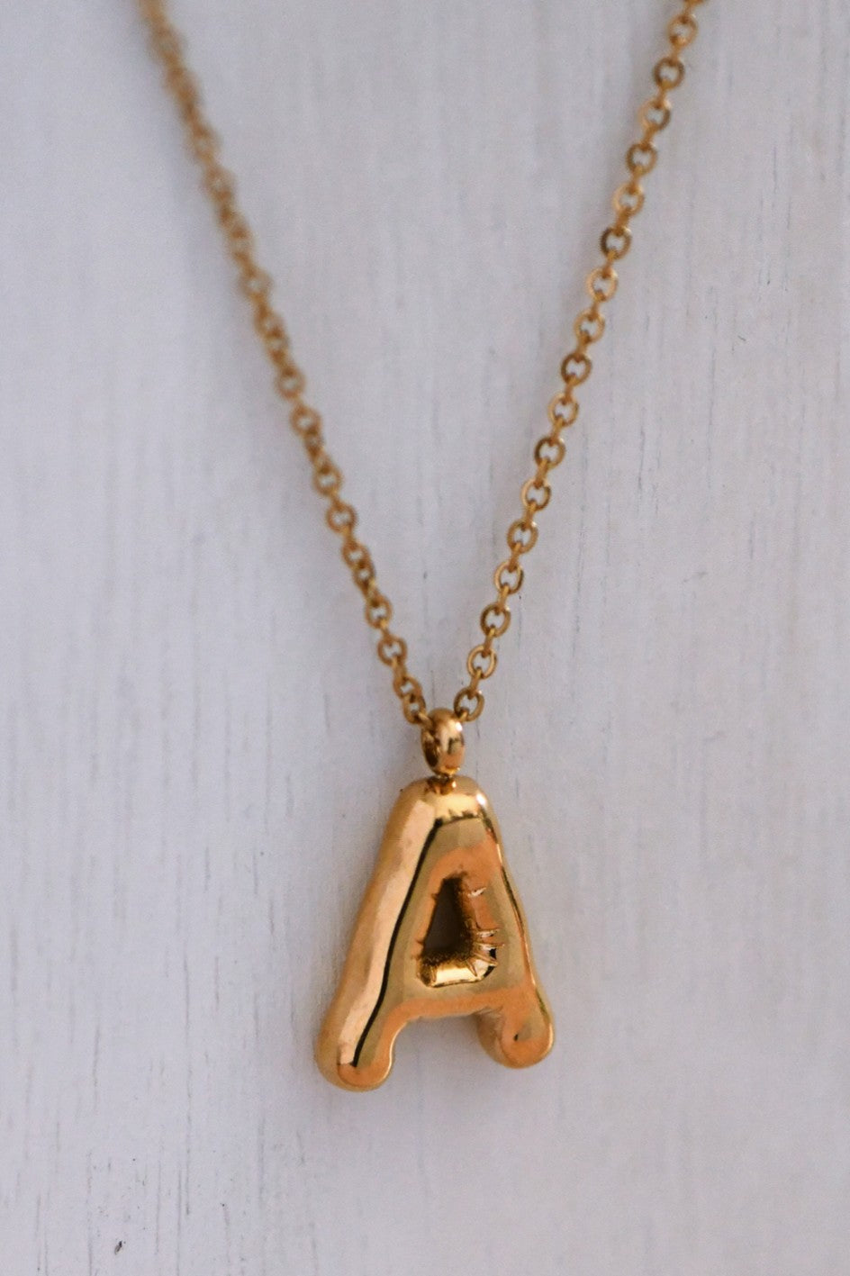 Gold Bubble Letter Necklace